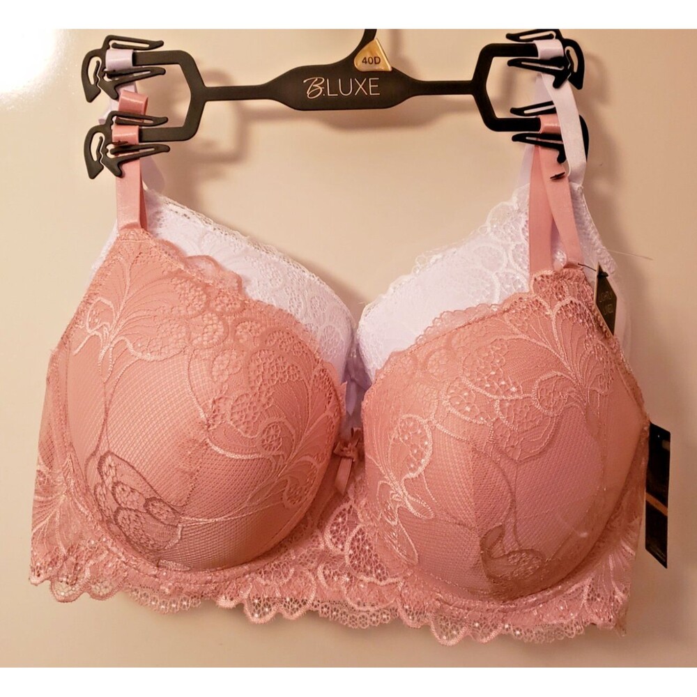 White & Blush Intimate B. Luxe Lace Underwire Bra Set 2-Piece Size 40D NWT